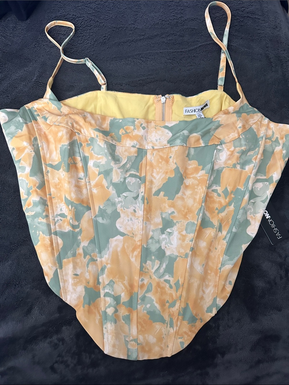 Fashion Nova Yellow and Green Floral Corset Cami
